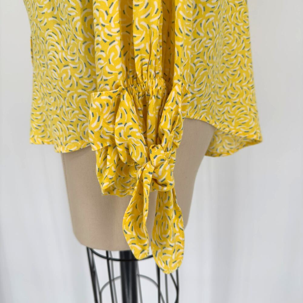 Anthropologie Maeve Blithe Button-Down Top size 4 Bow Detail Sleeve - Picture 9 of 11
